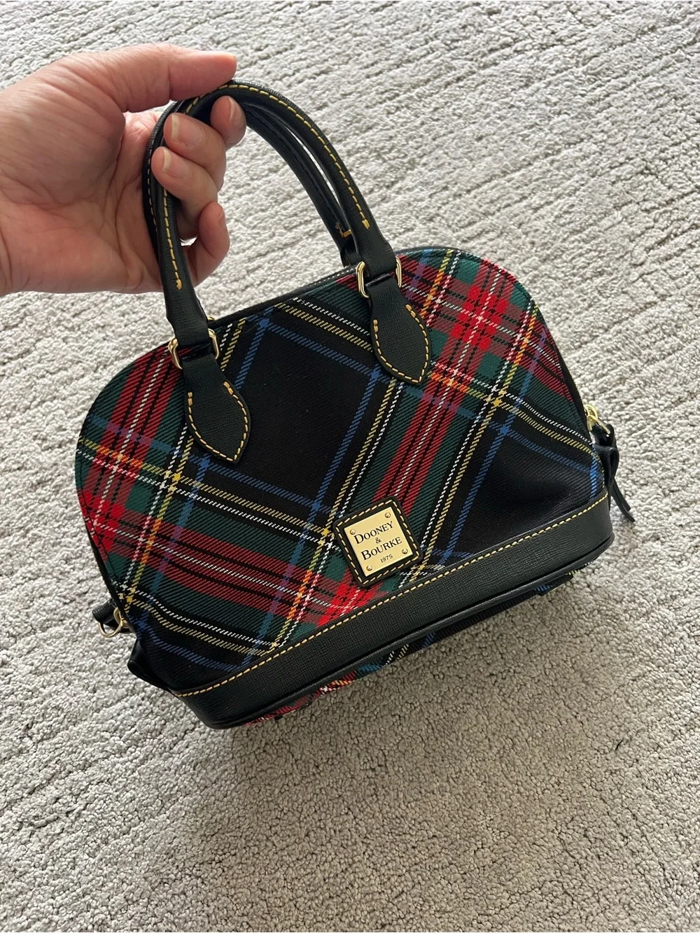 Dooney & Bourke Black Tartan Dome Mini Satchel with Red & Green Plaid - Picture 8 of 16